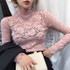 Women Lace Blouses Shirts Sexy Hollow Out Long Sleeve Solid Blouse Lady