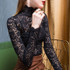 Women Lace Blouses Shirts Sexy Hollow Out Long Sleeve Solid Blouse Lady