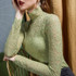 Women Lace Blouses Shirts Sexy Hollow Out Long Sleeve Solid Blouse Lady