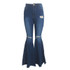 Fashion Denim Flare Pants Women Retro Ripped Jeans Wide Leg Trousers Lady