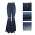 Fashion Denim Flare Pants Women Retro Ripped Jeans Wide Leg Trousers Lady