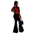 Fashion Denim Flare Pants Women Retro Ripped Jeans Wide Leg Trousers Lady