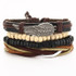 Vintage Leaf Feather Multilayer Leather Bracelet Men Fashion Braided Handmade Star Rope Wrap