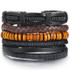 Vintage Leaf Feather Multilayer Leather Bracelet Men Fashion Braided Handmade Star Rope Wrap