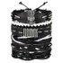 Vintage Leaf Feather Multilayer Leather Bracelet Men Fashion Braided Handmade Star Rope Wrap