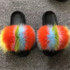 Ladies Summer Real Fox Fur Slippers Furry Fur Slippers Cute Fluffy Fur Slippers Fox Fur Slides Plush Slippers Luxury Slippers
