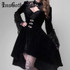 InsGoth Vintage Black Velvet Gothic Dress Women Elegant Hollow Out Sexy Lace Dress Patchwork Mini Female Party Dresses Autumn