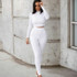 Fitness Two Piece Set Long Sleeve Crop Top Tshirt & Leggings