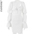 FANTOYE Sexy Flare Long Sleeve Square Collar Dress Women Summer Elegant Bandage Bodycon Mini Dresses Streetwear Slim Vestido New
