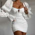 FANTOYE Sexy Flare Long Sleeve Square Collar Dress Women Summer Elegant Bandage Bodycon Mini Dresses Streetwear Slim Vestido New