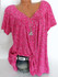 Floral Print V-Neck Short Sleeve T-Shirt