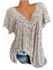 Floral Print V-Neck Short Sleeve T-Shirt