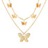 Iced Out Butterfly Necklace Set Cuban Link Chain Choker Necklace Women Girls Butterfly Chains Bling Hip Hop Pendant Jewelry