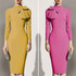 Crew Neck  Bowknot  Plain Bodycon Dress