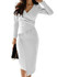 Surplice  Ruched Single Breasted  Decorative Button  Plain Bodycon Dress