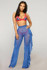 Ruffle Beach Pants Swimwear Cover up Sheer High Waist Mesh Beach Pants