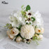 Meldel Artificial Peony Flowers Silk Bouquet for Wedding Decoration Small Fake Rose Flowers Home Decor DIY Faux Rose Peony Flore