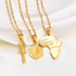 3 Pc Necklace Set - Africa Map + Ankh Pendant + Initial Necklace