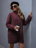 Rolled Neck Drop Shoulder Teddy Sweatshirt Dress