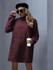 Rolled Neck Drop Shoulder Teddy Sweatshirt Dress