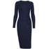 Women's Bandage Shiny Long Sleeve Evening Party Dress Pencil Dresses