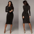 Women's Bandage Shiny Long Sleeve Evening Party Dress Pencil Dresses
