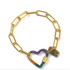 Sterling Silver Rainbow Multi Color Heart Pendant Bracelet