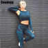 Women Seamless Yoga Sets Camouflage Sports Sets Long Sleeve Crop Top Shirts High Waist Yoga Pants Fitness Gym Clothing Yoga Suit