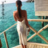 Cryptographic Spaghetti Straps White Satin Midi Dresses Bandage Sexy Backless Party Club Elegant Dress Sundress Holiday Dress