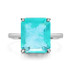 Kuololit Paraiba Gemstone Rings for Women Real 925 Sterling Silver Emerald Cutting Tourmaline Handmade Engagement Bride Jewelry