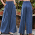 Plus Size Women's Wide Leg Pants ZANZEA Casual Elastic Waist Long Pantalon Palazzo Fashion Summer Trousers Female Solid Turnip