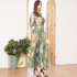 Tropical Pleated Dress Lantern Sleeve Floral Printed