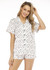 Love Printed Satin Short Sleeve Button Down Shorts Pajamas Set/Free Shipping