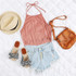 Women Backless Halter Sleeveless Crop Top