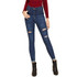 Blue Ripped Roll-Up Skinny Jeans