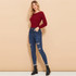 Blue Ripped Roll-Up Skinny Jeans