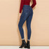 Blue Ripped Roll-Up Skinny Jeans