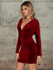 Plunge Neck Batwing Sleeve Velvet Bodycon Dress
