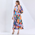 JADI tropical lantern-sleeve maxi dress