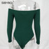 Off Shoulder Strapless Skinny V-Neck Long Sleeve Button Sexy Bodysuit