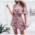 Boho Off shoulder high waist floral print dress