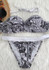 Black Floral Bandeau Midriff 2-in-1 V-neck Fashion Swimwear