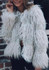 Grey Draped Long Sleeve Faux Fur Fashion Coat