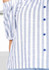 White-Blue Striped Boat Neck Off Shoulder Buttons Zipper Fashion Blouse