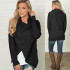 Black Studded Irregular Cowl Neck Long Sleeve Fashion Pullover Sweater