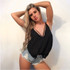 Casual Keep My Secrets Sexy Deep V neck Solid Color Top