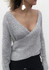 Grey Plain Irregular V-neck Fashion Pullover Sweater