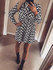 New Black Striped Bow Long Sleeve Sweet Going out Mini Dress
