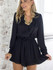 New Black Bow Long Sleeve V-neck Sweet Going out Mini Dress