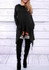 New Black Pockets Irregular Hooded Long Sleeve Going out Fashion T-Shirt